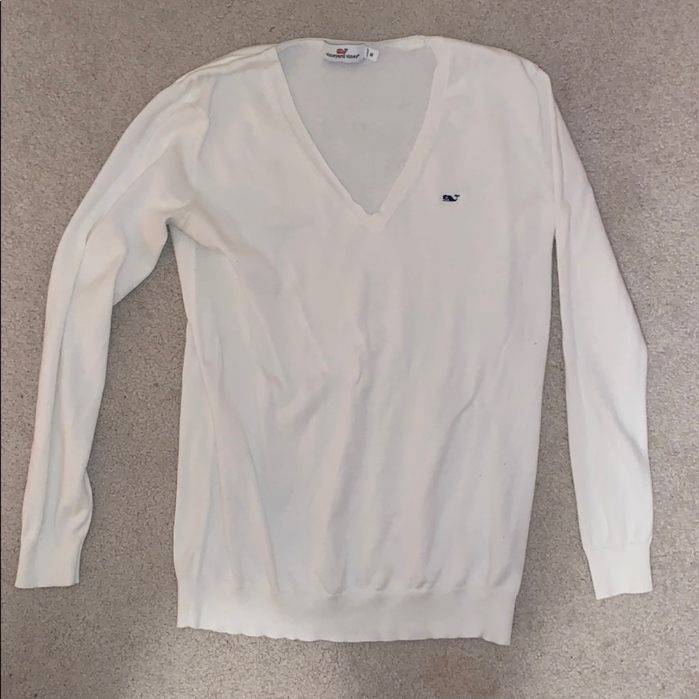 White Vineyard Vines Cotton V-Neck size Medium